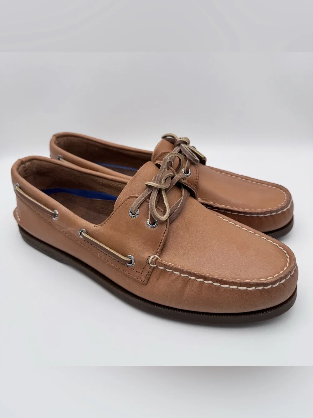 Sperry A/O 2-Eye Sahara Leather Boat Shoes Royal Brown Men 10.5 W NIB